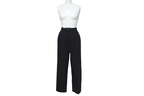CHANEL Side Ribbon Pants Ribbon Tape Logo Here Mark Button Size 36 Black Good Condition Used 62531