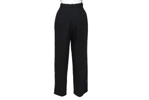 CHANEL Side Ribbon Pants Ribbon Tape Logo Here Mark Button Size 36 Black Good Condition Used 62531