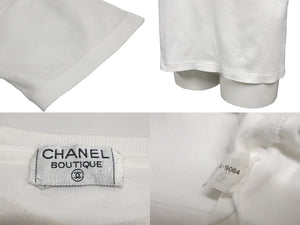 CHANEL Coco Mark Ribbon Print Short Sleeve T-shirt White Black No Quality Tag Good Condition Used 62533