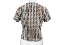 画像をギャラリービューアに読み込む, 極美品 FENDI フェンディ 半袖Ｔシャツ サイズ42 ズッカ 総柄 D-OS-9300DW コットン ナイロン ブラウン グレー 中古 62534