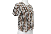 画像をギャラリービューアに読み込む, 極美品 FENDI フェンディ 半袖Ｔシャツ サイズ42 ズッカ 総柄 D-OS-9300DW コットン ナイロン ブラウン グレー 中古 62534