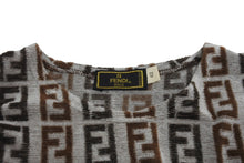 Load image into Gallery viewer, 極美品 FENDI フェンディ 半袖Ｔシャツ サイズ42 ズッカ 総柄 D-OS-9300DW コットン ナイロン ブラウン グレー 中古 62534