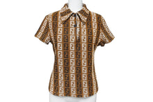 画像をギャラリービューアに読み込む, 極美品 FENDI フェンディ ポロシャツ サイズ42 ズッカ柄 総柄 パイル生地 コットン ナイロン マルチカラー 中古 62535