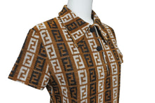 画像をギャラリービューアに読み込む, 極美品 FENDI フェンディ ポロシャツ サイズ42 ズッカ柄 総柄 パイル生地 コットン ナイロン マルチカラー 中古 62535