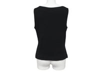 画像をギャラリービューアに読み込む, 極美品 FENDI フェンディ タンクトップ ニット スパンコール ロゴ 刺繍 ウール アクリル サイズ38 ブラック 中古 62540