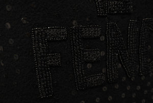 極美品 FENDI フェンディ タンクトップ ニット スパンコール ロゴ 刺繍 ウール アクリル サイズ38 ブラック 中古 62540