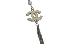 画像をギャラリービューアに読み込む, 極美品 CHANEL シャネル ネックレス ココマーク ラインストーン メタル シルバー金具 ホワイト ブラック 中古 62556