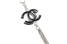 画像をギャラリービューアに読み込む, 極美品 CHANEL シャネル ネックレス ココマーク ラインストーン メタル シルバー金具 ホワイト ブラック 中古 62556