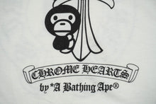 画像をギャラリービューアに読み込む, A BATHING APE アベイシングエイプ×Chrome Hearts クロムハーツ コラボ 半袖Tシャツ XS ホワイト ブラック 美品 中古 62591