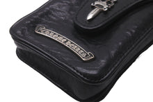 画像をギャラリービューアに読み込む, CHROME HEARTS クロムハーツ シガレットケース ダガー レザー ブラック シルバー925 美品 中古 62597
