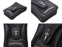 画像をギャラリービューアに読み込む, CHROME HEARTS クロムハーツ シガレットケース ダガー レザー ブラック シルバー925 美品 中古 62597