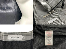 画像をギャラリービューアに読み込む, Christian Dior クリスチャンディオール キッズ ジャケット チェック柄 サイズ12A ブラック ホワイト シルバー金具 良品 中古 62601