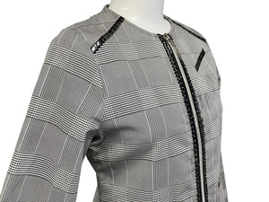 Christian Dior クリスチャンディオール キッズ ジャケット チェック柄 サイズ12A ブラック ホワイト シルバー金具 良品 中古 62601