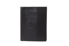 画像をギャラリービューアに読み込む, CHANEL シャネル ブックカバー キャビアスキン 2番台 ブラック 小物 ココマーク ロゴ 美品 中古 62617