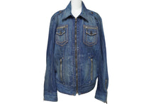 画像をギャラリービューアに読み込む, 極美品 DIESEL ディーゼル USED加工 ジップアップ デニム ジャケット ブルー インディゴ アウター 00E8M200020 サイズL 中古 62631