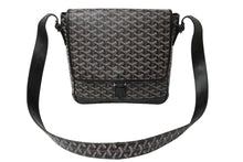 画像をギャラリービューアに読み込む, GOYARD ゴヤール ヴィンテージ 廃盤 ショルダーバッグ グランブルーＭＭ ブラック ブラウン シルバー金具 美品 中古 62657