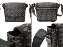 画像をギャラリービューアに読み込む, GOYARD ゴヤール ヴィンテージ 廃盤 ショルダーバッグ グランブルーＭＭ ブラック ブラウン シルバー金具 美品 中古 62657