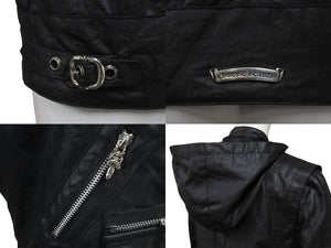 極美品 CHROME HEARTS クロムハーツ MNS HOOD SWTSHRT フーデットジャケット ブラック コットンリネン サイズS 中古 62660