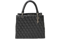Load image into Gallery viewer, CHROME HEARTS クロムハーツ ラムキルティングトート ダガー クロス BSフレア チャーム ブラック シルバー金具 良品 中古 62661