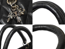 Load image into Gallery viewer, CHROME HEARTS クロムハーツ ラムキルティングトート ダガー クロス BSフレア チャーム ブラック シルバー金具 良品 中古 62661