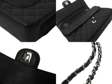 画像をギャラリービューアに読み込む, 極美品 CHANEL シャネル Wフラップ 25 ショルダーバッグ キャビアスキン ランダム マトラッセ シルバー金具 ブラック 中古 62674