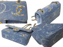 Load image into Gallery viewer, 新品同様 世界完売品 CHANEL シャネル チェーンショルダーバッグ パーツ付き マトラッセ ランダム デニム ブルー ゴールド金具 62676