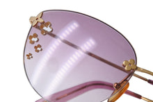 画像をギャラリービューアに読み込む, LOUIS VUITTON ルイヴィトン サングラス デスマヨ キャッツアイ M96026 パープル ゴールド金具 メタル 美品 中古 62682