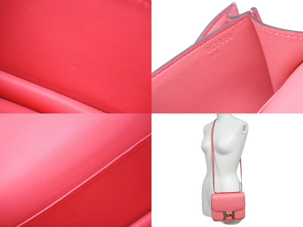極美品 HERMES エルメス ショルダーバッグ コンスタンス3ミニ D刻印 エバーカラー ローズアザレ シルバー金具 中古 4c062109