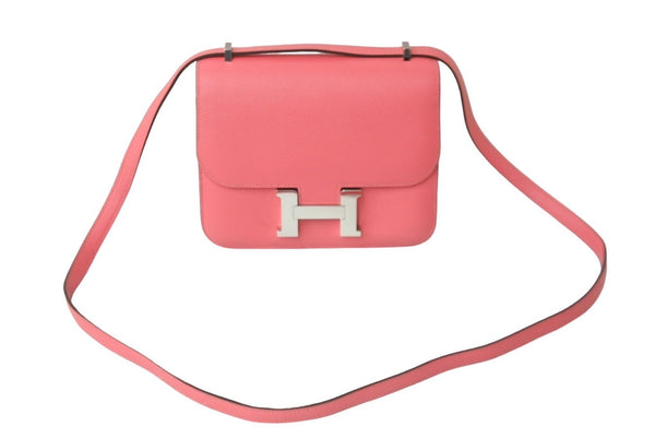極美品 HERMES エルメス ショルダーバッグ コンスタンス3ミニ D刻印 エバーカラー ローズアザレ シルバー金具 中古 4c062109