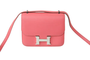 極美品 HERMES エルメス ショルダーバッグ コンスタンス3ミニ D刻印 エバーカラー ローズアザレ シルバー金具 中古 4c062109