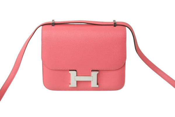 極美品 HERMES エルメス ショルダーバッグ コンスタンス3ミニ D刻印 エバーカラー ローズアザレ シルバー金具 中古 4c062109