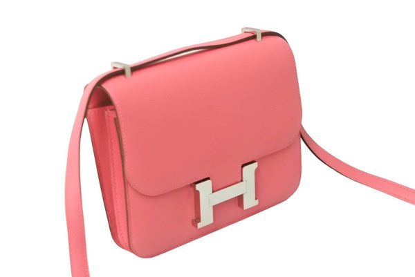 極美品 HERMES エルメス ショルダーバッグ コンスタンス3ミニ D刻印 エバーカラー ローズアザレ シルバー金具 中古 4c062109