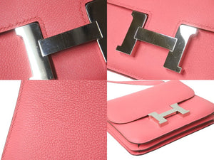 極美品 HERMES エルメス ショルダーバッグ コンスタンス3ミニ D刻印 エバーカラー ローズアザレ シルバー金具 中古 4c062109
