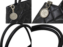 画像をギャラリービューアに読み込む, CHANEL シャネル 復刻トートバック A01804 7番台 キャビアスキン ブラック シルバープレート 美品 中古 626922