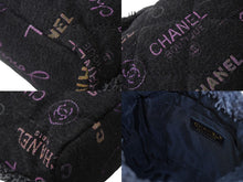 画像をギャラリービューアに読み込む, 極美品 CHANEL シャネル 巾着ミニ チェーンショルダーバッグ ランダム デニム ブラックパープル ゴールド金具 中古 62698