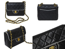 画像をギャラリービューアに読み込む, CHANEL シャネル ヴィンテージ ミニマトラッセチェーンショルダーバッグ19cm 1番台 ブラック ホワイト バイカラー 美品 中古 62732