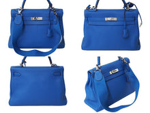 Load image into Gallery viewer, 極美品 HERMES エルメス ケリー32 内縫い ミコノス ブルー ◻︎O刻印 トリヨンクレマンス シルバー金具 ハンドバッグ 中古 62733