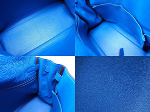 極美品 HERMES エルメス ケリー32 内縫い ミコノス ブルー ◻︎O刻印 トリヨンクレマンス シルバー金具 ハンドバッグ 中古 62733