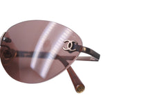 画像をギャラリービューアに読み込む, CHANEL シャネル サングラス 53▫︎19 130 4003 c.116/75 ココマーク リムレス プラスチック パープル 銅金具 美品 中古 62756