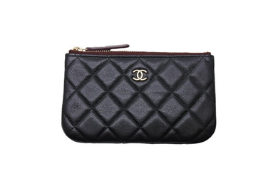 CHANEL シャネル マトラッセ ミニポーチ 31番台 A82365 キャビアスキン グレインドカーフ ブラック ゴールド金具 美品 中古 66279