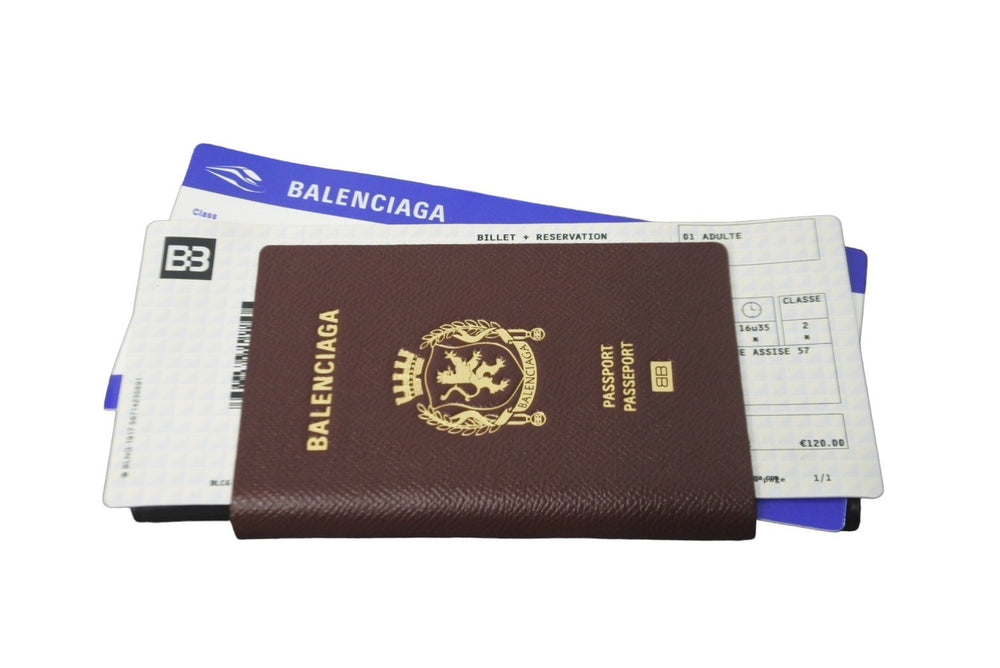 新品未使用品 BALENCIAGA バレンシアガ パスポートロングウォレット2チケット 7877772AA3R6027 ホワイト ブラック ブルー 62796
