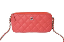 Load image into Gallery viewer, CHANEL シャネル 長財布 チェーンウォレット ココマーク 25番台 レッド キャビアスキン シルバー金具 美品 中古 62827