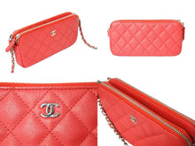 Load image into Gallery viewer, CHANEL シャネル 長財布 チェーンウォレット ココマーク 25番台 レッド キャビアスキン シルバー金具 美品 中古 62827
