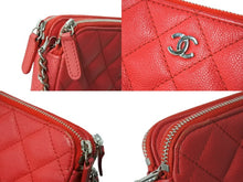 Load image into Gallery viewer, CHANEL シャネル 長財布 チェーンウォレット ココマーク 25番台 レッド キャビアスキン シルバー金具 美品 中古 62827