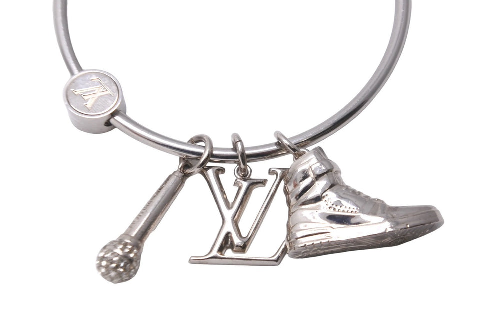 LOUIS VUITTON Portocle Round Ring Keychain M68854 Metal Silver Good Condition Used 62840