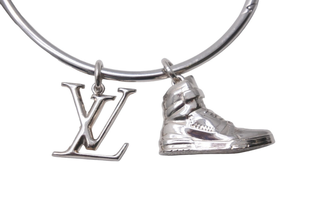 LOUIS VUITTON Portocle Round Ring Keychain M68854 Metal Silver Good Condition Used 62840