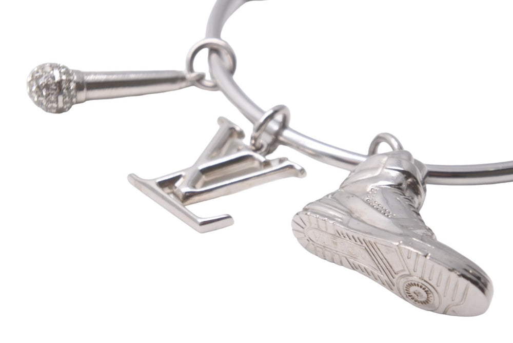LOUIS VUITTON Portocle Round Ring Keychain M68854 Metal Silver Good Condition Used 62840
