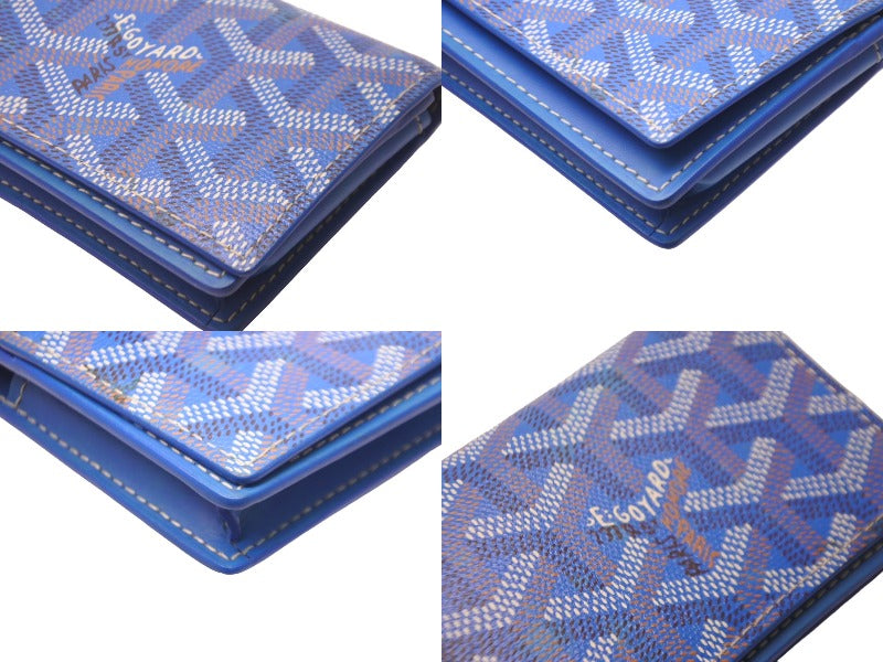 GOYARD ゴヤール マルゼルブ カードケース ヘリンボーン柄 ブルー 美品