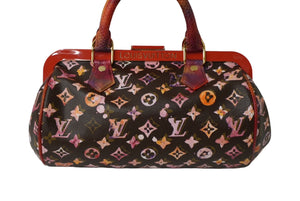 極美品 LOUIS VUITTON ルイヴィトン モノグラムウォーターカラー リチャードプリンス パピヨン ハンドバッグ M95730 ブラウン レッド 中古 62844