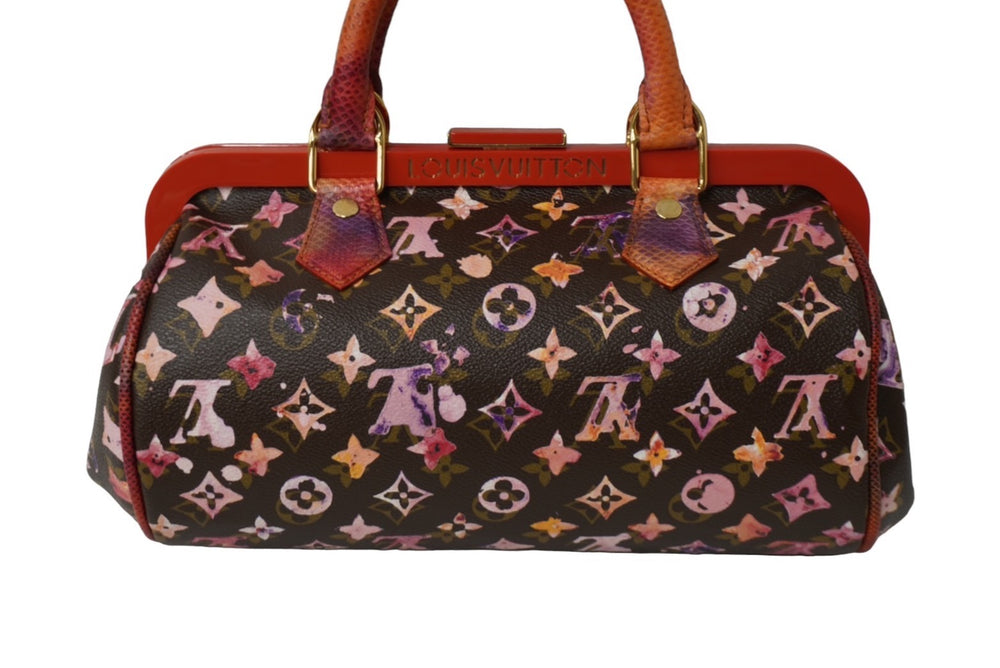 Very good condition LOUIS VUITTON Monogram Watercolor Richard Prince Papillon Handbag M95730 Brown Red Used 62844